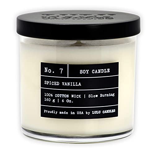 Lulu Candles | Spiced Vanilla | Proudly Made in The USA | Highly Scented & Long Lasting Soy Jar Candle - 6 Oz.w/ lid