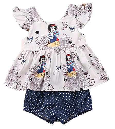 stylesilove Infant Baby Girls Princess Ruffle Blouse and Polka Dots Shorts 2pcs Outfit (70/3-6 Months) White