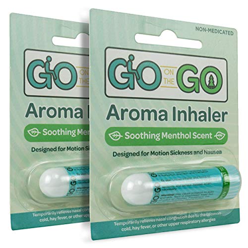 Go on the Go Aromatherapy Inhaler for Anti Nausea, Morning Sickness, Motion Sickness and Nasal Congestion Relief - Menthol Scent, Natural Remedy, Travel Sized (2 Pack)