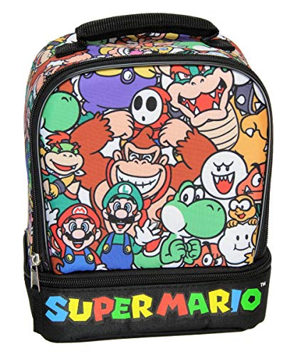 Book Cover Super Mario Lunch Box Soft Kit Dual Compartment Insulated Cooler Characters