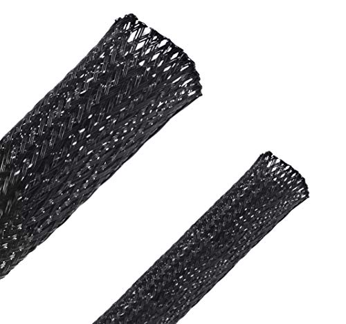 Besteek 50ft - 1/2 Inch & 1/4 Inch Nylon Expandable Braided Cable Sleeving, Braided Wire Sleeve, Cable Sheath Mesh Wire Loom