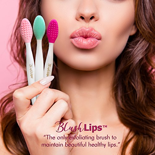 Book Cover BlushLips A Double-Sided Silicone Exfoliating Soft Lip Brush Applicator Wand Tool for Plump Smoother Fuller Lip Appearance (Pink)