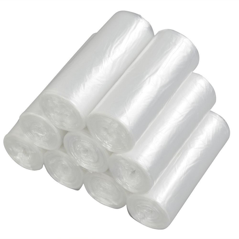 Book Cover Vababa Clear 5 Gallon Garbage Bags, Trash Bags, 225 Counts