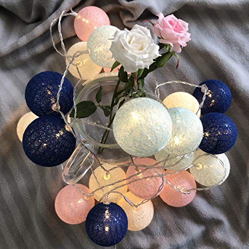 Gladworts Decorative String Lights for Bedroom Hanging Light Globe Newborn Decor Balls, Battery Operated Indoor Lights for Home Decor, Warm White and Pink Accessories, 10ft