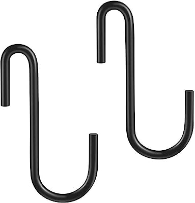 YourGift 10 Pack Heavy Duty S Hooks Black S Shaped Hooks Hanging Hangers Hooks for Kitchen, Bathroom, Bedroom and Office: Pan, Pot, Coat, Bag, Plants(10 Pack/S Hook/Black/2.4 inch)