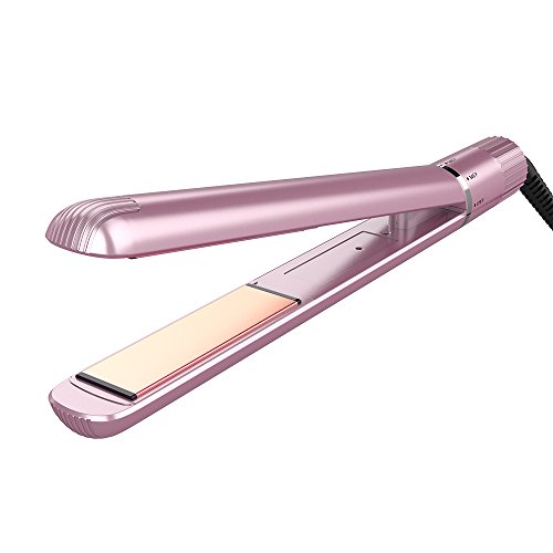 Black Professional Hair Straightener Ceramic Iron, Straightens & Curls with Adjustable Temp Ceramic Tourmaline Ionic Flat Iron Hair Straightener Travel Size Solan 1 Inch Dual Voltage