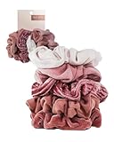 Kitsch Scrunchies for Women's Hair - Velvet Hair Scrunchies | Large Hair Ties for Women | Hair Tie Scrunchies for Girls | Cute Scrunchie | Hair Bands & Ponytail Holders, 5pc (BlushMauve)