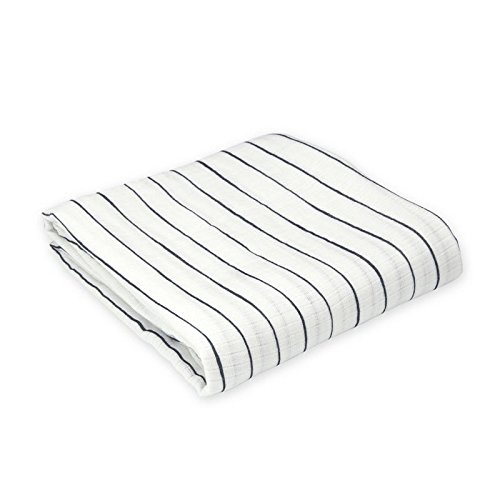 Oliver & Rain Baby Swaddle Blanket - Newborn 100% Organic Cotton Muslin, Black & White Stripe