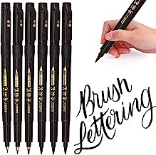 Book Cover MISULOVE Hand Lettering Pens, Calligraphy Pens, Brush Markers Set, Soft and Hard Tip, Black Ink Refillable - 4 Size(6 Pack) for Beginners Writing, Art Drawings, Water Color Illustrations, Journaling