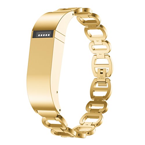 ANCOOL Compatible with Fitbit Flex Band, Stainless Steel Replacement Strap Accessory Metal Bracelet Wristband for Fitbit Flex, NOT for FLEX 2. (Gold)