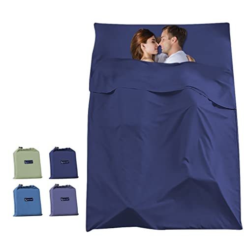 Sleeping Bag Liner Compact Sleep Bag Lightweight Travel Sheet Camping Sheets Adults Sleep Sack Hotel Sheets, Navy Blue, 63 x 82.6inch(160 x 210cm)