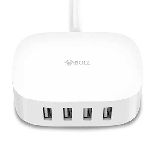 Desktop USB Charging Station Hub, 25W 4-Port USB Wall Charger with 6ft Extension Cord, 5A Charge Adapter for Smartphone, Tablets, Power Bank and More