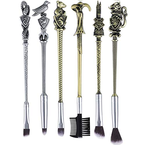 6pcs Wizard Wand Brush kit for Women and Girls, Metal Cosmetic Makeup Brushes Set