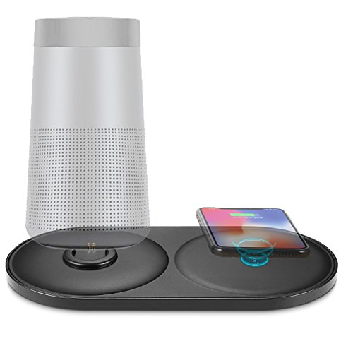 Soundlink Revolve Speaker Charging Cradle, Kuxiu 2in1 Desktop Charger Stand for Bose SoundLink Revolve/Revolve+ with Wireless Charging Pad for iPhone x/8Plus/8,Samsung Galaxy S9+/S9/S8+/S8/S7/S6 etc.
