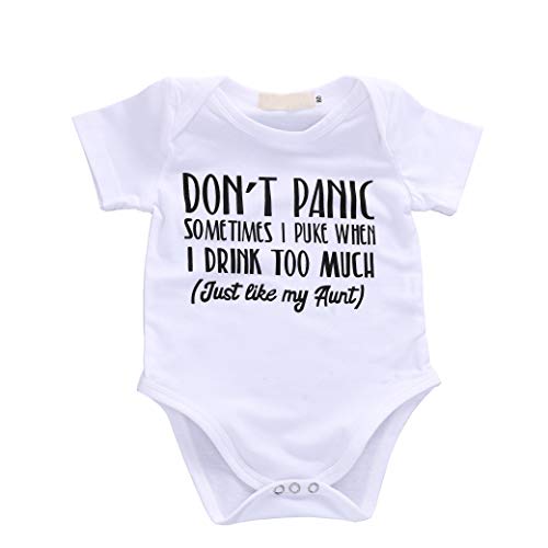 Baby Boys Girls Romper Summer Clothes Kids Jumpsuit Playwear Don't Panic Letter Printed Infant Aunt Onesies Outfits Gift