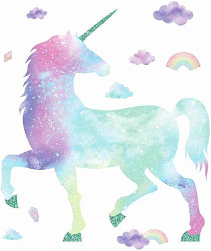 RoomMates RMK3845GM Galaxy Unicorn Peel and Stick Giant Wall Decal with Glitter