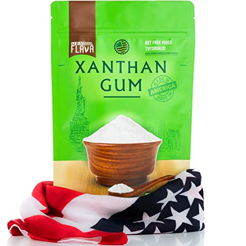 Book Cover Made in USA Xanthan Gum (8 oz), Premium Quality, Food Grade Thickener, Non GMO, Gluten Free, Use in Cooking, Baking, Sauces, Soups and more. Suitable for Vegetarian, Kosher & Halal. Use for Keto Diet