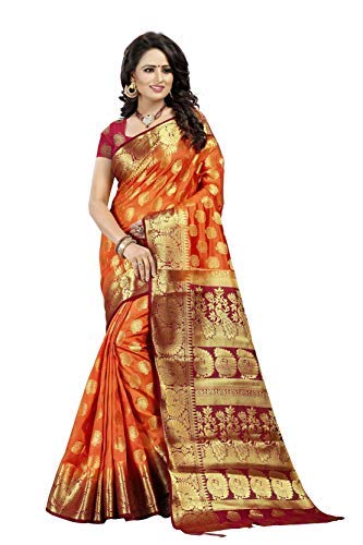 Dealsure Women's Multicolor Banarasi Saree with Blouse Piece.