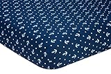 Nautica Kids Nursery Separates 100% Cotton Crib Sheet, Navy/Light Blue/White