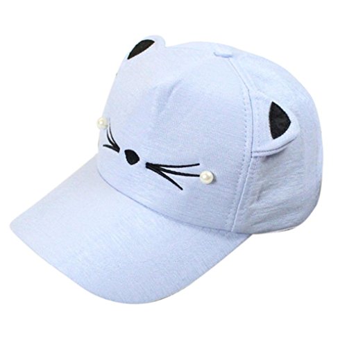 AMA(TM) Cat Ears Cap Fashion Tide Pearl Women Baseball Caps Cute Mini Cat Hats