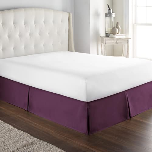 Book Cover HC Collection Eggplant California King Bed Skirt - Dust Ruffle w/ 14 Inch Drop - Tailored, Wrinkle & Fade Resistant
