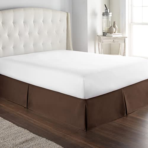 Book Cover HC Collection Brown California King Bed Skirt - Dust Ruffle w/ 14 Inch Drop - Tailored, Wrinkle & Fade Resistant