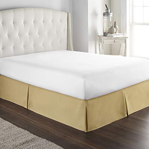 Book Cover Hotel Luxury Bed Skirt Dust Ruffle 1800 Platinum Collection 14 inch Tailored Drop, Wrinkle & Fade Resistant (Calking, Camel)
