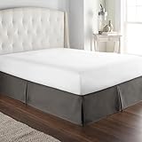 HC Collection Gray Twin Bed Skirt - Dust Ruffle w/ 14 Inch Drop - Tailored, Wrinkle & Fade Resistant