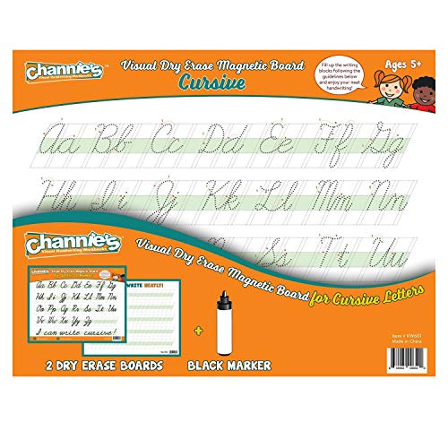 Book Cover Channie's Visual Dry Erase Cursive Magnetic Board 2 Pack