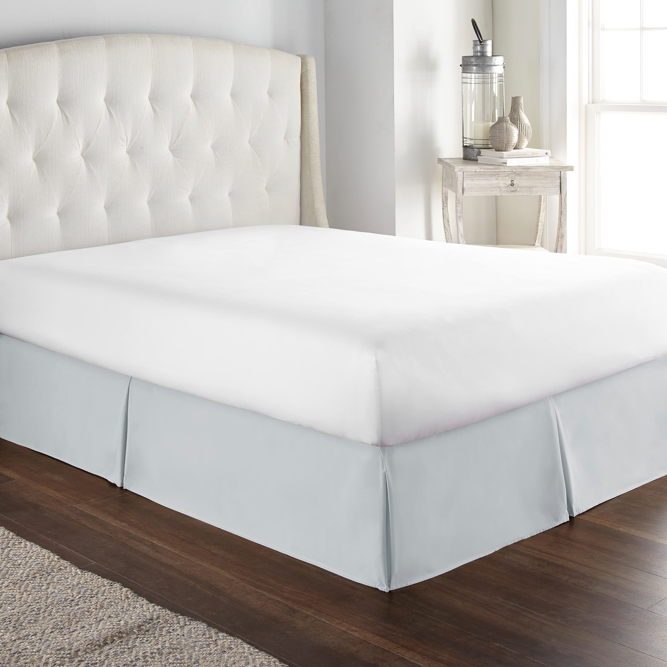 HC Collection Ice Blue California King Bed Skirt - Dust Ruffle w/ 14 Inch Drop - Tailored, Wrinkle & Fade Resistant