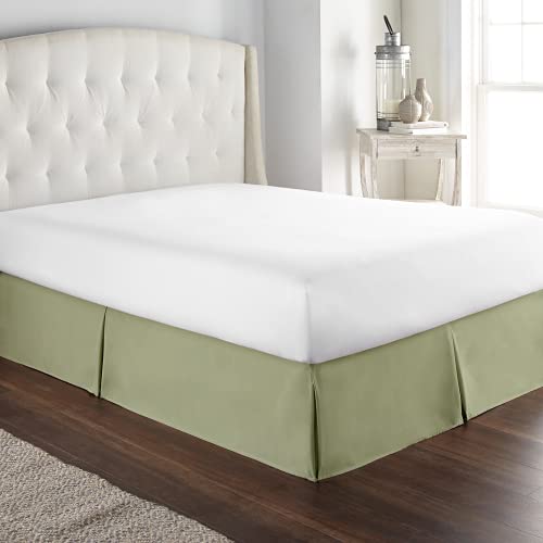 Book Cover HC Collection Sage King Bed Skirt - Dust Ruffle w/ 14 Inch Drop - Tailored, Wrinkle & Fade Resistant