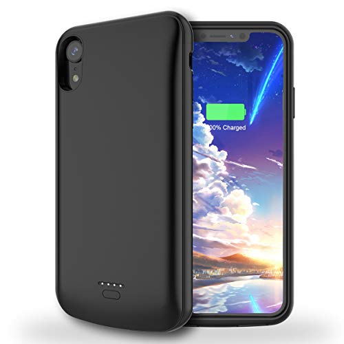 LCLEBM Battery Case for iPhone XR, 5000mAh Portable Charging Case Compatible with iPhone XR (6.1 inch) Protective Extended Rechargeable Battery Charger Case - Black