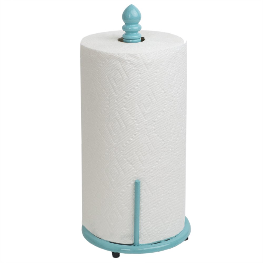 Book Cover Lattice Countertop Paper Towel Holder, Cast Iron, By Home Basics, (Turquoise) | Contemporary Paper Towel Holders | With Non-Skid Feet and Tear-Arm