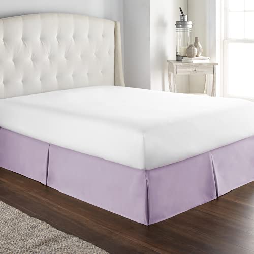 Book Cover HC Collection Lavender Twin Bed Skirt - Dust Ruffle w/ 14 Inch Drop - Tailored, Wrinkle & Fade Resistant