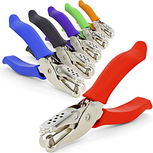 Emraw Premium Single Hole Paper Punch Cushion Grip Heavy Duty Hole Puncher for Greeting Cards Scrapbook Notebook Puncher Craft Paper Hand Tool Pack of 6