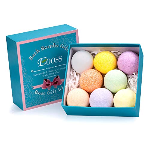 Bath Bombs Gift Set - 8 Natural Handmade Spa Bomb Kit with Different Essential Oils - Perfect Birthday Gift ideas for Her, Women, Mom, Teens, Girls
