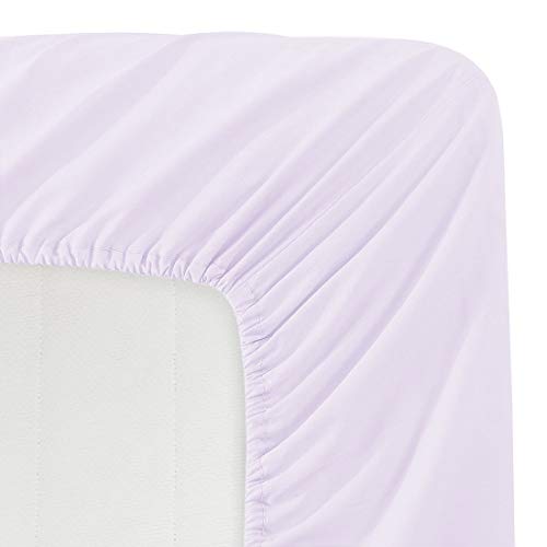 Book Cover Basic Choice Solid Color Microfiber Queen Deep Pocket Fitted Sheet, Lavender