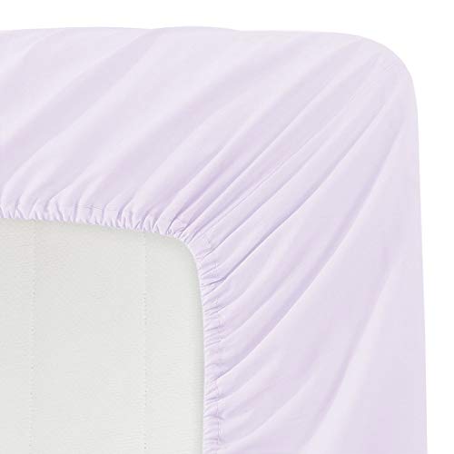 Basic Choice Solid Color Microfiber Queen Deep Pocket Fitted Sheet, Lavender