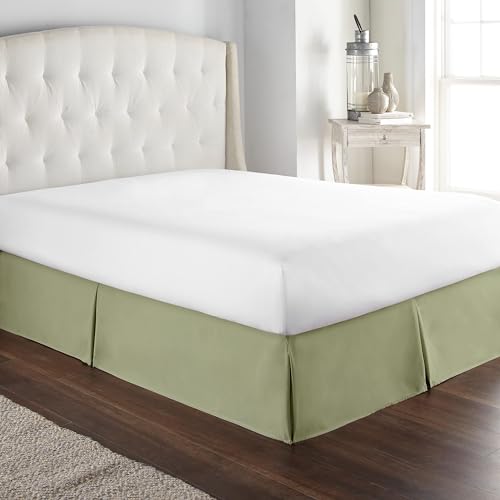 Hotel Luxury Bed Skirt/Dust Ruffle 1800 Platinum Collection-14 inch Tailored Drop, Wrinkle & Fade Resistant, Linens (Twin, Sage)