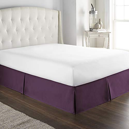 Hotel Luxury Bed Skirt Dust Ruffle 1800 Platinum Collection 14 inch Tailored Drop, Wrinkle & Fade Resistant (Queen, Eggplant)