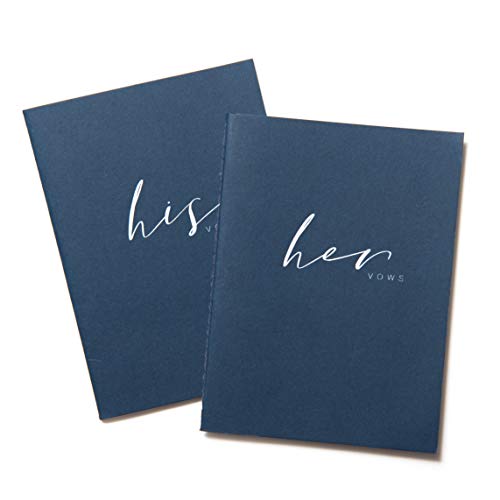 Ling's moment Navy Blue Wedding Vow Book His&Her Set of 2 Bridal Shower Gifts Booklet Journal Wedding Vows Booklet