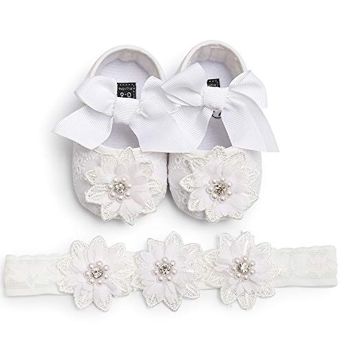 LIVEBOX Baby Premium Soft Sole InfantÂ Toddler Prewalker Anti-Slip Party Dress Crib Shoes with Free Baby Unicorn Headband