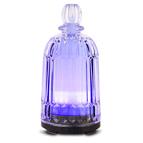Glass Essential Oil Diffuser Aromatherapy Diffuser, 120ml Ultrasonic Cool Mist Humidifier 7 Colors Light Adjustable Mist Mode Waterless Auto Shut-Off for Home Office Bedroom