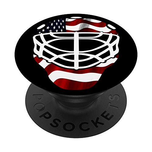 Hockey Phone Grip American Flag Goalie Helmet USA Gift Idea PopSockets PopGrip: Swappable Grip for Phones & Tablets