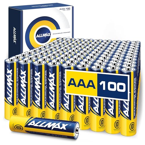 Allmax AAA Maximum Power Alkaline Triple A Batteries (100 Count) – Ultra Long-Lasting, 10-Year Shelf Life, Leakproof Design, 1.5V