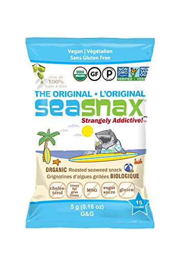 SeaSnax Organic Roasted Seaweed Snack Original, 0.18 oz (Pack of 72)