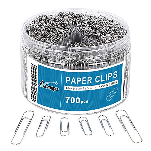 Book Cover 700 Paper Clips,Medium and Jumbo Size,Paperclips for Office School and Personal Use(28 mm,33mm,50 mm) (Silver)