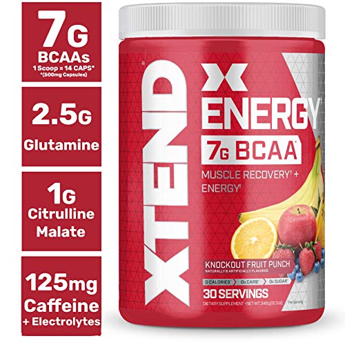 Book Cover Scivation Xtend Energy Bcaa Powder for Pre Workout or Anytime Energy with Caffeine, Fruit Punch, 30 Servings, Branched Chain Amino Acids, Bcaa's (Packaging May Vary)