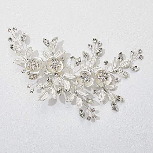 SWEETV Wedding Hair Clip Rhinestone Bridal Hair Comb for Wedding Hair Accessories for Brides Wedding Hair Piece Headpiece for Women, Silver