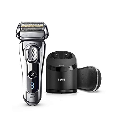 Braun Electric Razor for Men, Series 9 9296CC Electric Shaver With Precision Trimmer, Rechargeable, Wet & Dry Foil Shaver, Clean & Charge Station & Leather Travel Case
